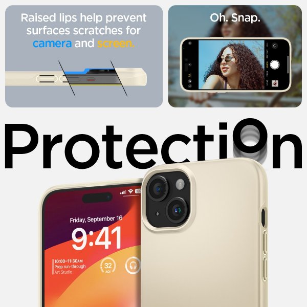 Spigen iPhone 15 Cover Thin Fit Mute Beige
