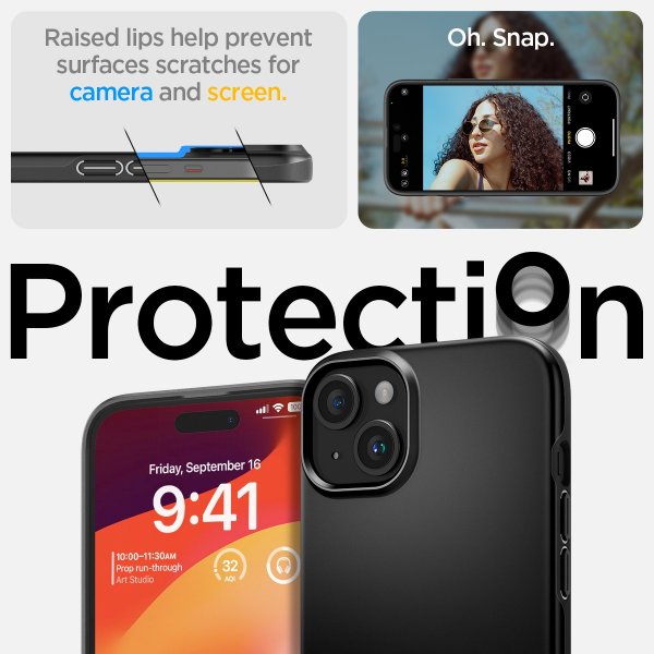 Spigen iPhone 15 Cover Thin Fit Sort
