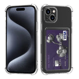 iPhone 15 Cover Kortholder Stødsikkert Gennemsigtigt