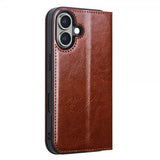 Qialino iPhone 16 Cover Ægte Læder Brun