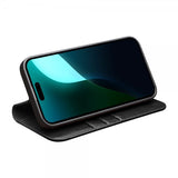 Qialino iPhone 16 Cover Ægte Læder Sort