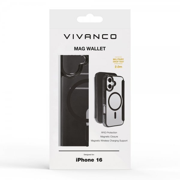 Vivanco iPhone 16 Etui Mag Wallet Sort