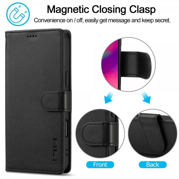Lc.Imeeke iPhone 16 Cover med Kortlomme og Stativfunktion, Sort