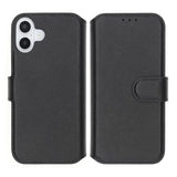 Rvelon iPhone 16 Cover Ægte læder Kortlomme Sort