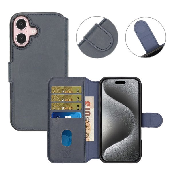 Rvelon iPhone 16 Cover 4 Kortrum MagSafe Blå
