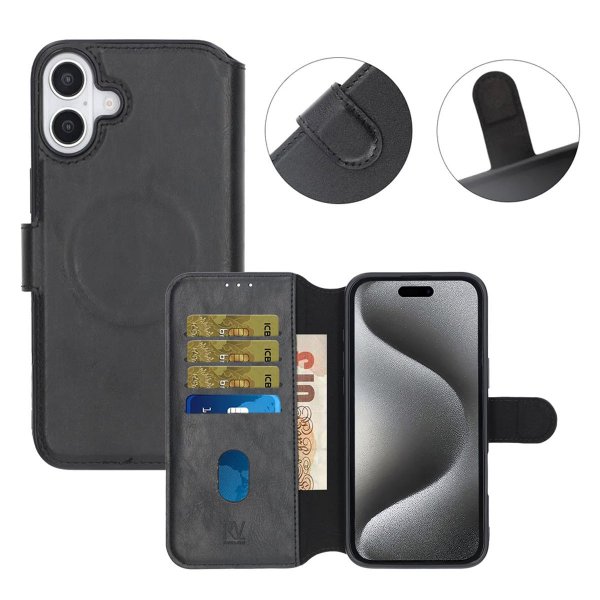 Rvelon iPhone 16 Cover 4 Kortrum MagSafe Sort