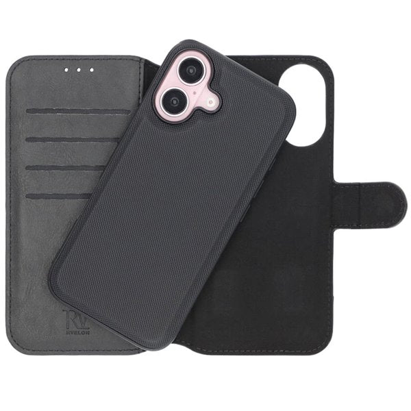 Rvelon iPhone 16 Plus Cover Magnetisk aftagelig skal Sort