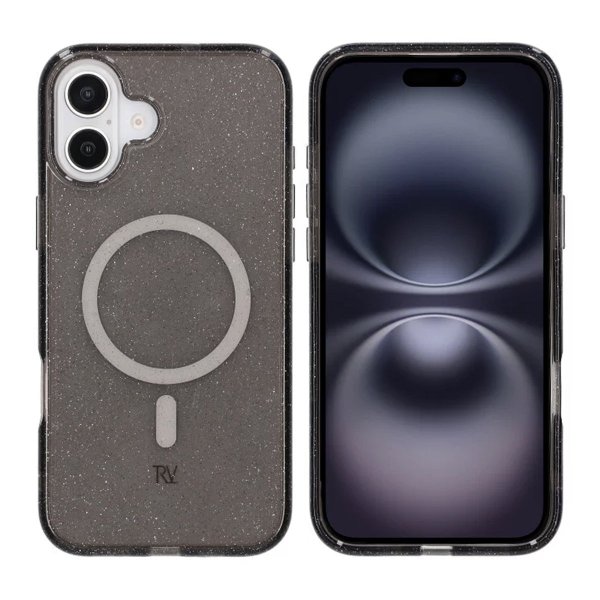 Rvelon iPhone 16 Plus Cover Glitter MagSafe Sort