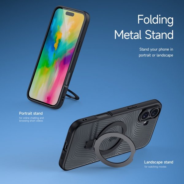 Dux Ducis iPhone 16 Plus Cover Aimo Series MagSafe Kickstand Sort