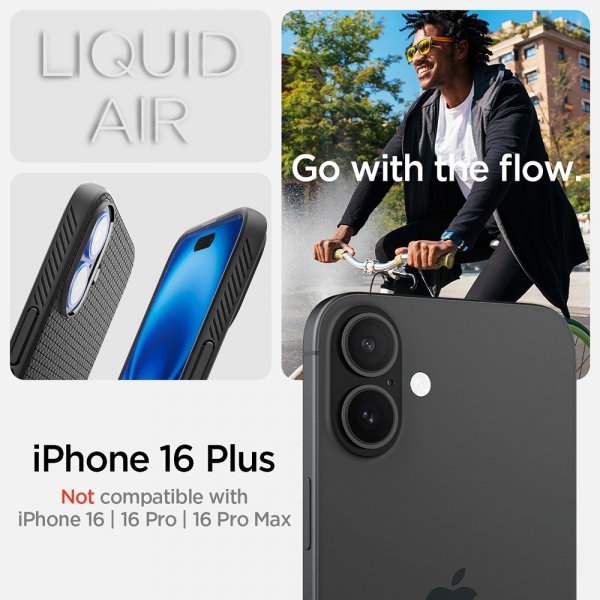 Spigen iPhone 16 Plus Cover Liquid Air Matte Black