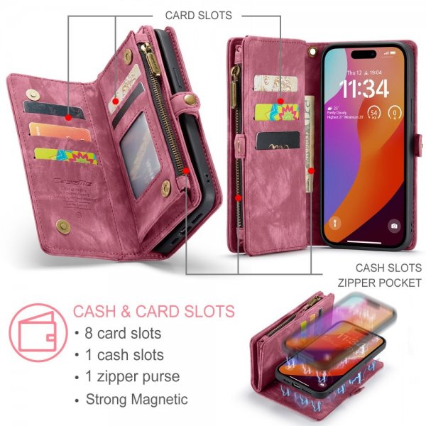 CaseMe iPhone 16 Pro Cover 008 Series Aftagelig Taske Rød