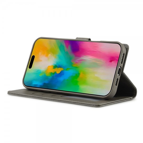 Lc.Imeeke iPhone 16 Pro Cover med Kortlomme og Stativfunktion Grå
