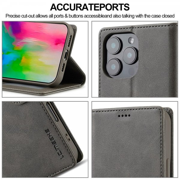 Lc.Imeeke iPhone 16 Pro Cover med Kortlomme og Stativfunktion Grå