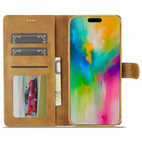 Lc.Imeeke iPhone 16 Pro Cover med Kortlomme og Stativfunktion Lysebrun