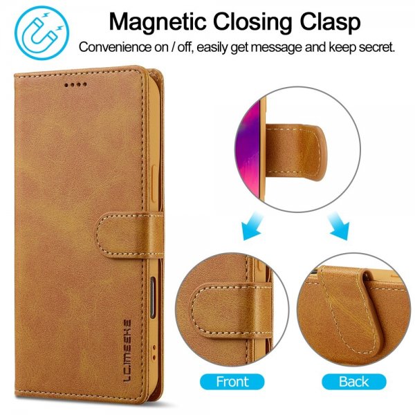 Lc.Imeeke iPhone 16 Pro Cover med Kortlomme og Stativfunktion Lysebrun