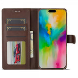 Lc.Imeeke iPhone 16 Pro Cover med Kortlomme Standerfunktion Mørkebrun