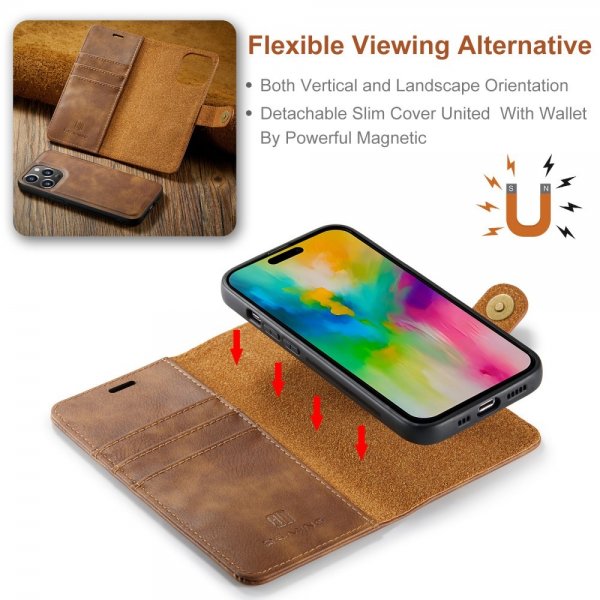 Dg.Ming iPhone 16 Pro Cover med Aftageligt Cover Brun