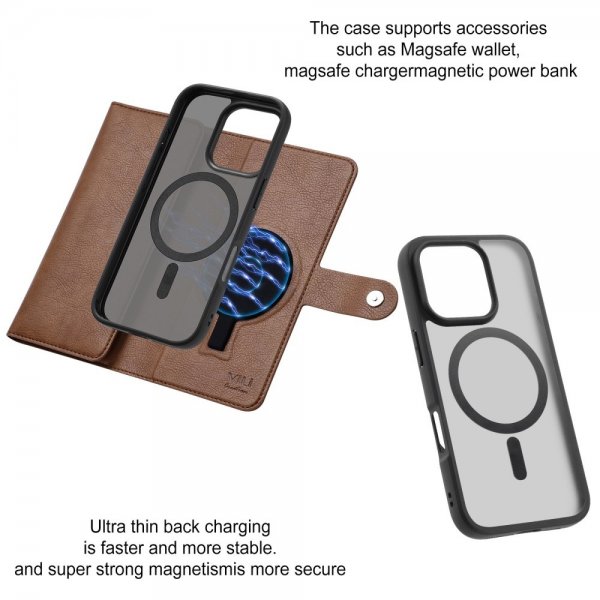VILI iPhone 16 Pro Etui med Aftageligt Cover GV Series MagSafe Brun