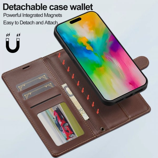 Lc.Imeeke iPhone 16 Pro Cover med Aftageligt Skal L2 Series MagSafe Brun