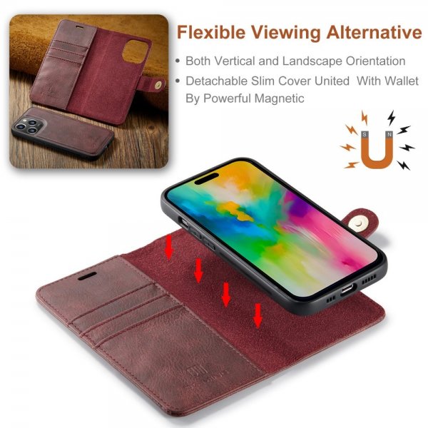 Dg.Ming iPhone 16 Pro Cover med Aftageligt Cover Rød