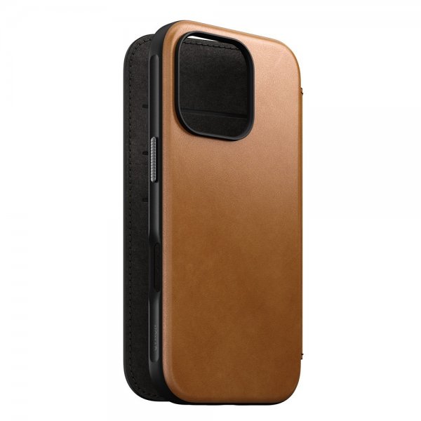 Nomad iPhone 16 Pro Cover Modern Leather Folio English Tan