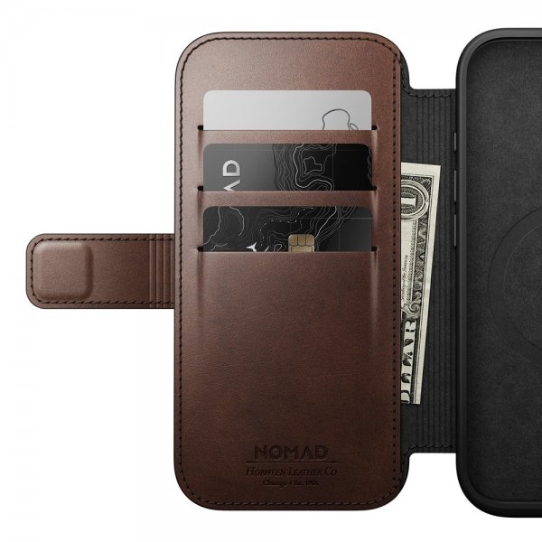Nomad iPhone 16 Pro Cover Modern Læder Folio Horween Rustic Brown