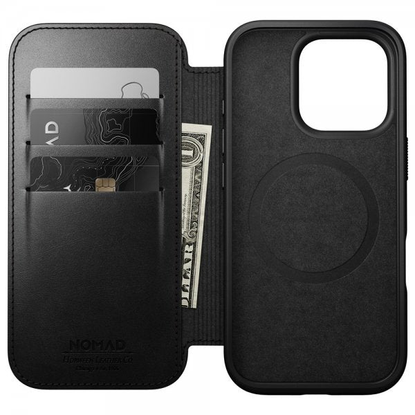 Nomad iPhone 16 Pro Cover Modern Leather Folio Horween Sort