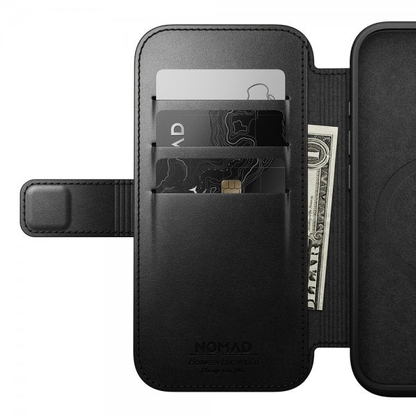 Nomad iPhone 16 Pro Cover Modern Leather Folio Horween Sort