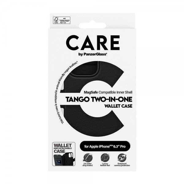 CARE by PanzerGlass iPhone 16 Pro Cover Tango Two-in-One Wallet MagSafe Sort