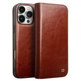Qialino iPhone 16 Pro Max Etui Ægte Læder Brun