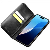 Qialino iPhone 16 Pro Max Etui Ægte Læder Sort