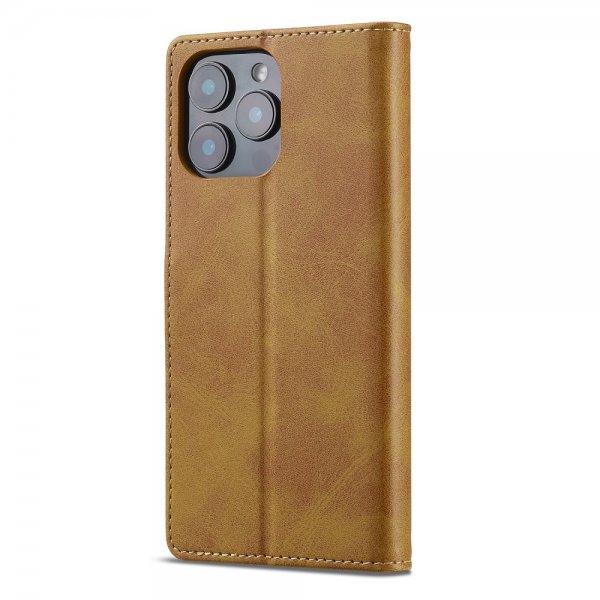 Lc.Imeeke iPhone 16 Pro Max Etui med Kortlomme Standerfunktion Lysebrun