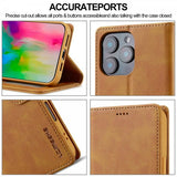 Lc.Imeeke iPhone 16 Pro Max Etui med Kortlomme Standerfunktion Lysebrun