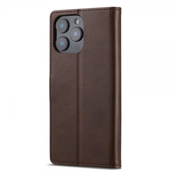 Lc.Imeeke iPhone 16 Pro Max Etui med Kortlomme Standerfunktion Mørkebrun