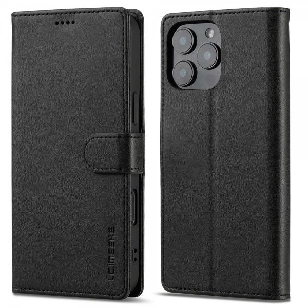 Lc.Imeeke iPhone 16 Pro Max Etui med Kortlomme Standfunktion Sort