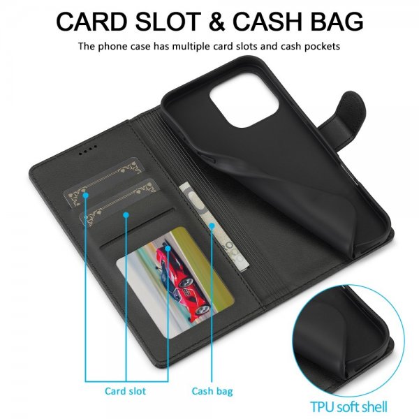 Lc.Imeeke iPhone 16 Pro Max Etui med Kortlomme Standfunktion Sort