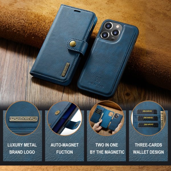 Dg.Ming iPhone 16 Pro Max Etui med Aftageligt Cover Blå