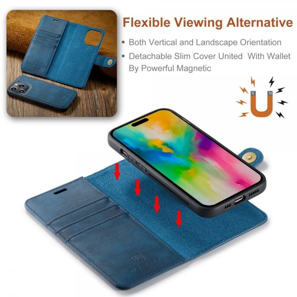 Dg.Ming iPhone 16 Pro Max Etui med Aftageligt Cover Blå