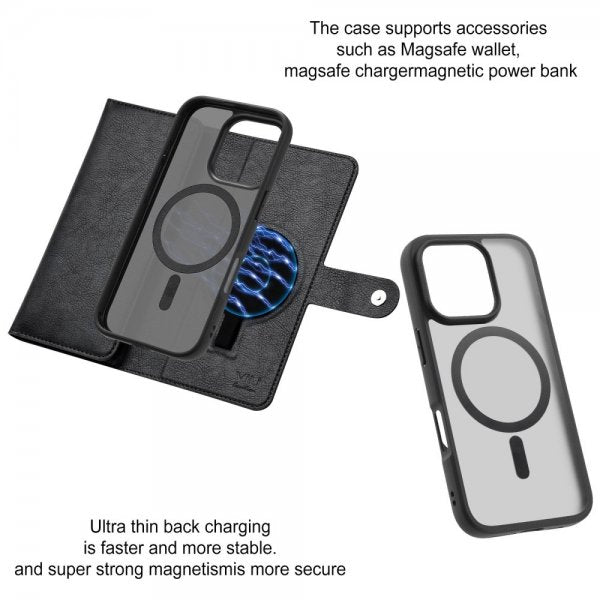 VILI iPhone 16 Pro Max Etui med Aftageligt Cover GV Series MagSafe Sort