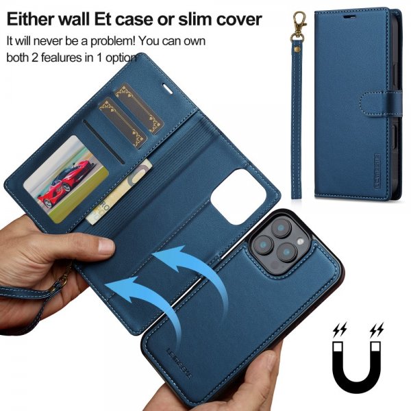 Lc.Imeeke iPhone 16 Pro Max Etui med Aftagelig Skal L2 Series MagSafe Blå