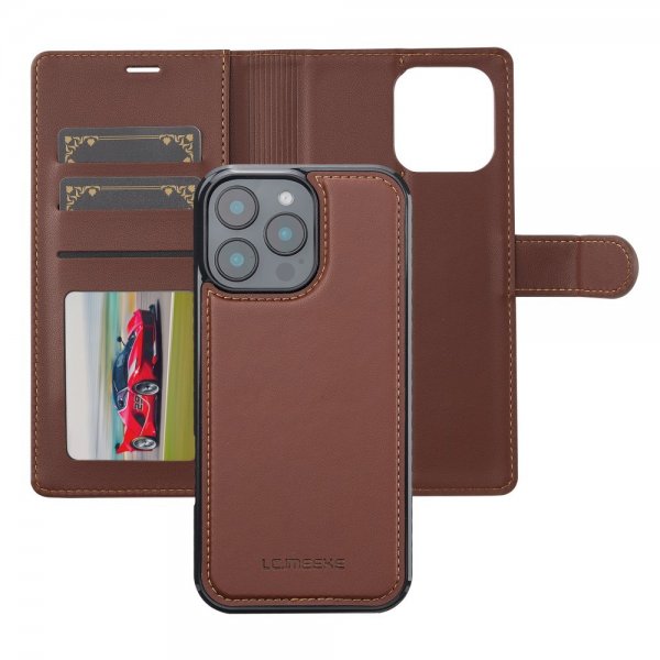 Lc.Imeeke iPhone 16 Pro Max Etui med Aftageligt Cover L2 Series MagSafe Brun