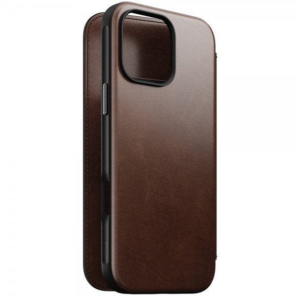 Nomad iPhone 16 Pro Max Modern læderfolie, Horween Rustik Brun