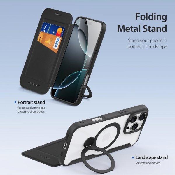 Dux Ducis iPhone 16 Pro Max Cover Skin X Pro Series Kickstand MagSafe Sort