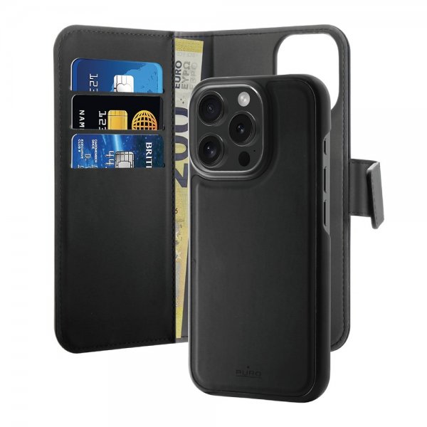 Puro iPhone 16 Pro Max Cover Wallet Detachable 2 i 1 Sort