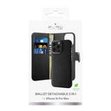 Puro iPhone 16 Pro Max Cover Wallet Detachable 2 i 1 Sort
