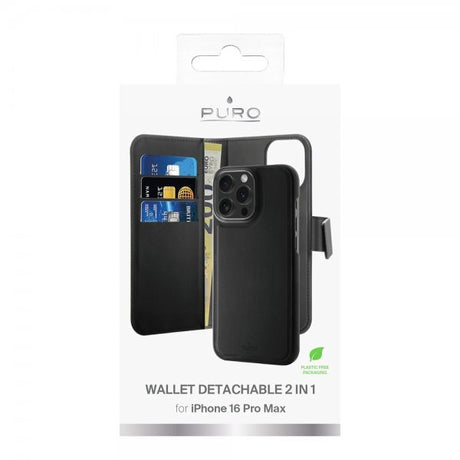 Puro iPhone 16 Pro Max Cover Wallet Detachable 2 i 1 Sort