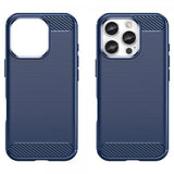 iPhone 16 Pro Max Cover Børstet Kulfibertekstur Blå