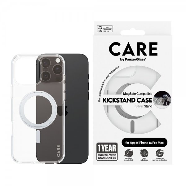 CARE by PanzerGlass iPhone 16 Pro Max Cover Kickstand MagSafe Silver