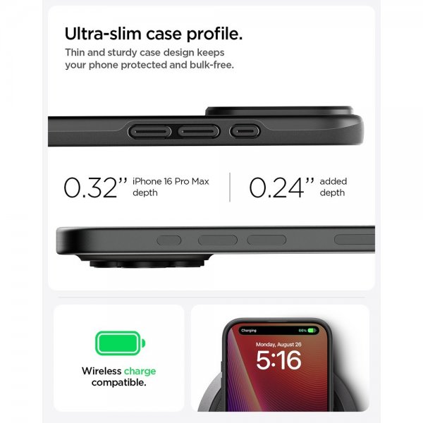 Spigen iPhone 16 Pro Max Cover Thin Fit MagFit Sort