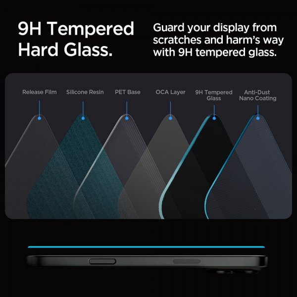 Spigen iPhone 16 Pro Max/iPhone 17 Pro Max Skærmbeskyttelse GLAS.tR EZ Fit Privacy 2-pak